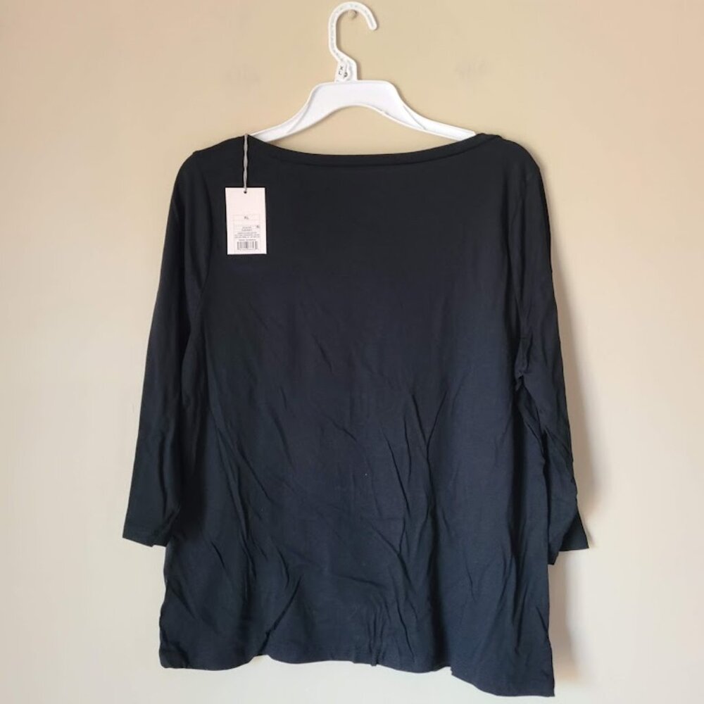 A New Day Women's Long Sleeve Boat Neck T-Shirt - Size XL, Black - Picture 3 of 5